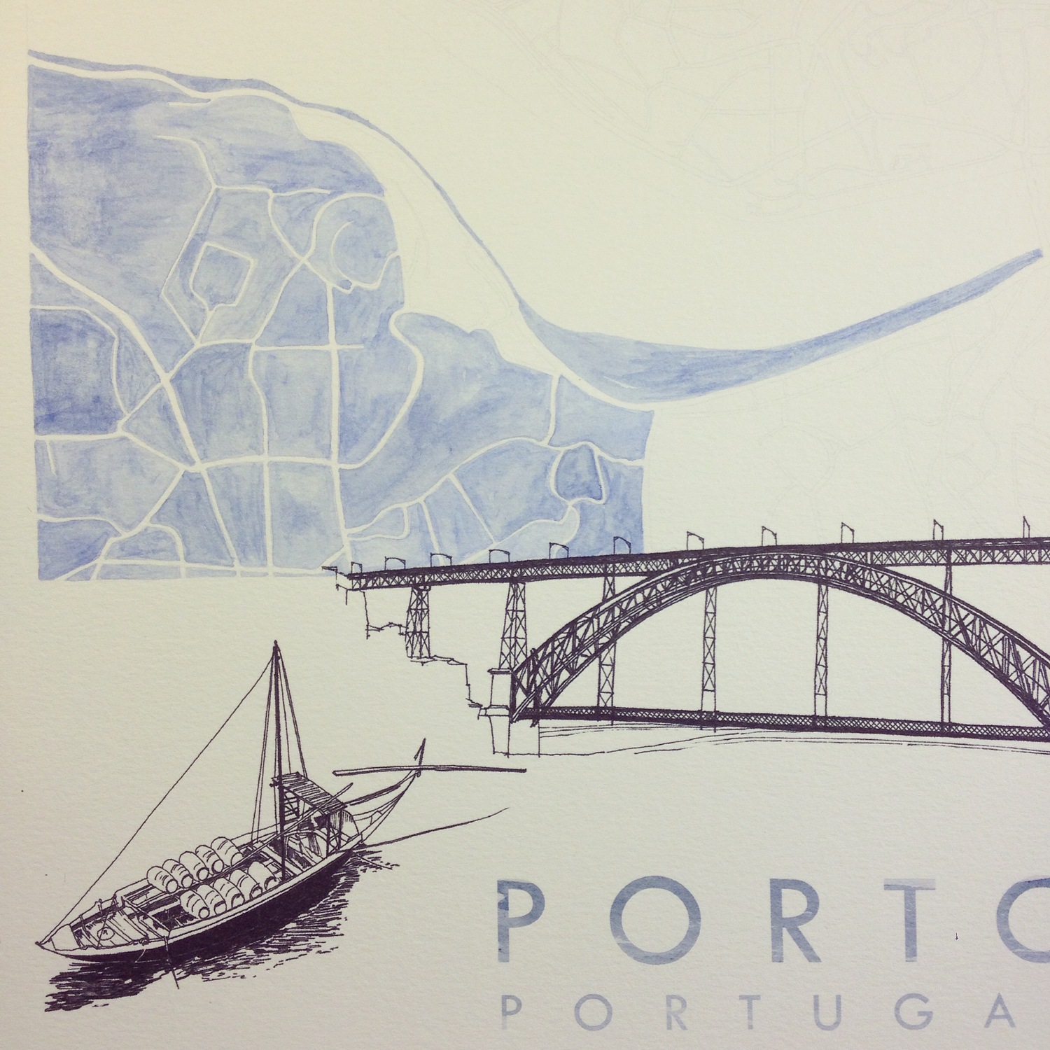 Porto_Portugal_Original+Watercolor_TurnoftheCenturies_Step+4