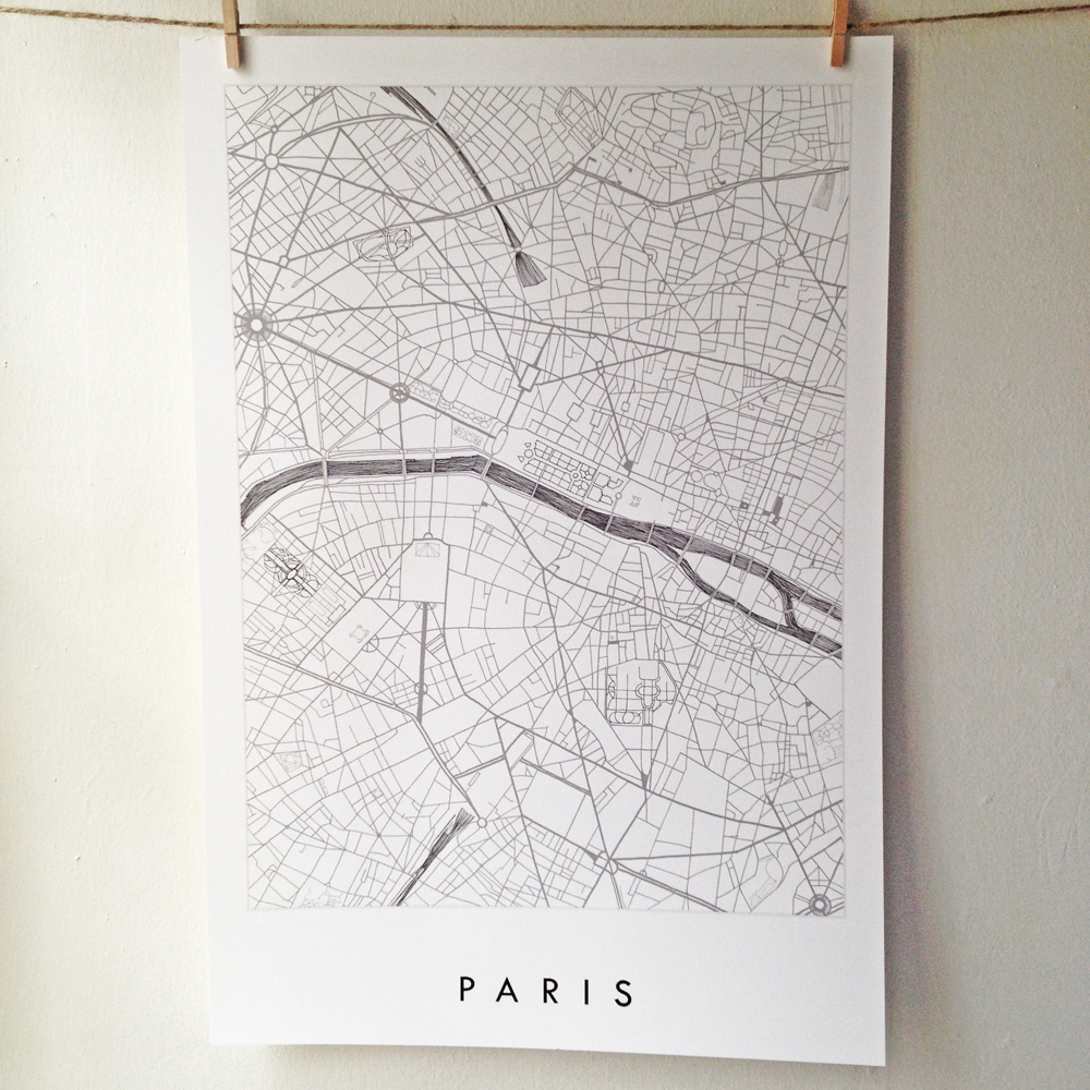TOTC_K Sparenborg Brinton_Paris_France_City Streets Map Drawing_Art Print_TurnoftheCenturies_2